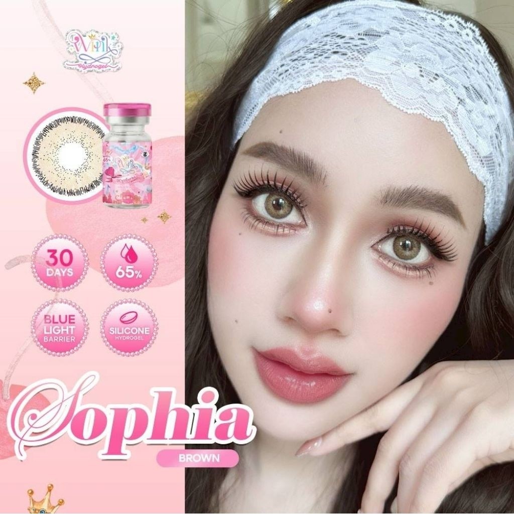 คอนแทคเลนส์ แต่งหน้า ออกงาน มี อย.ไทย ค่าอมน้ำสูง 65% รุ่น Sophia/Je t'aime มีสีเทา/ตาล Gray/Brown ม