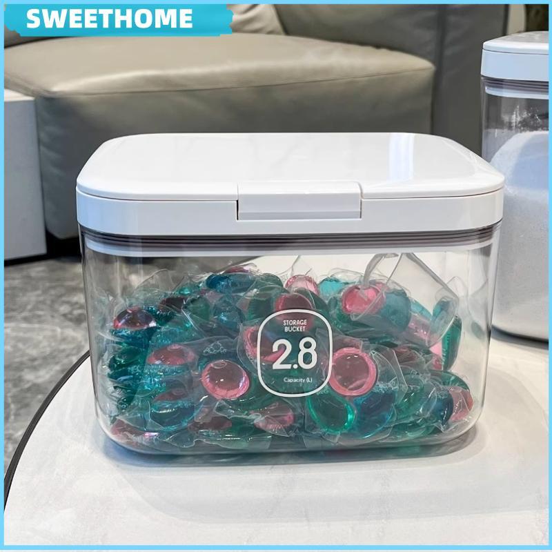 SWEETHOME Laundry Pod Container, Laundry Pod Holder, Sealed And Automatic -Up, Large Capacity with L