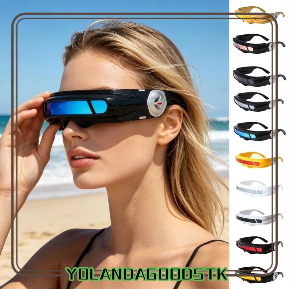 IYOLANDAGOODS1 Punk แว่นตากันแดด, UV400 Protection Future Cyberpunk, Vintage Unique Multicolor คอสเพ