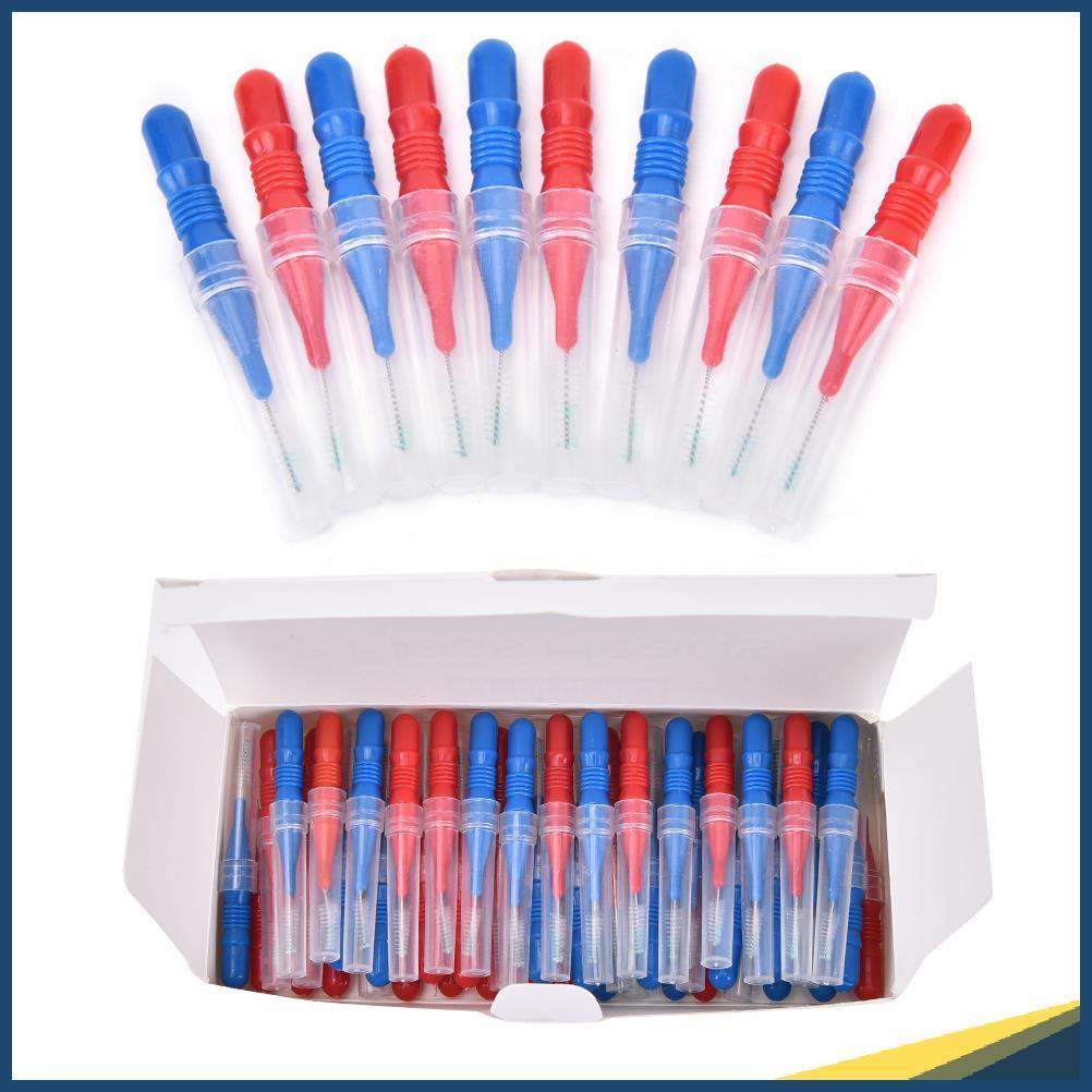 (ใหม่) 50X Clean Tooth Floss Head Hygiene Plastic Inter Brush Toothpi