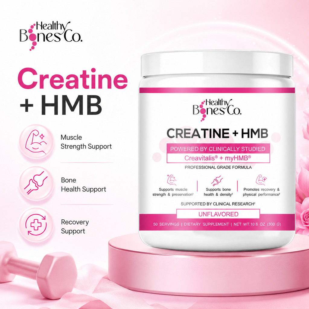 Healthy Bones Co. Creatine + HMB - 5g Creatine + 3g HMB สนับสนุนพลังและความแข็งแรงของกล้ามเนื้อในชีว