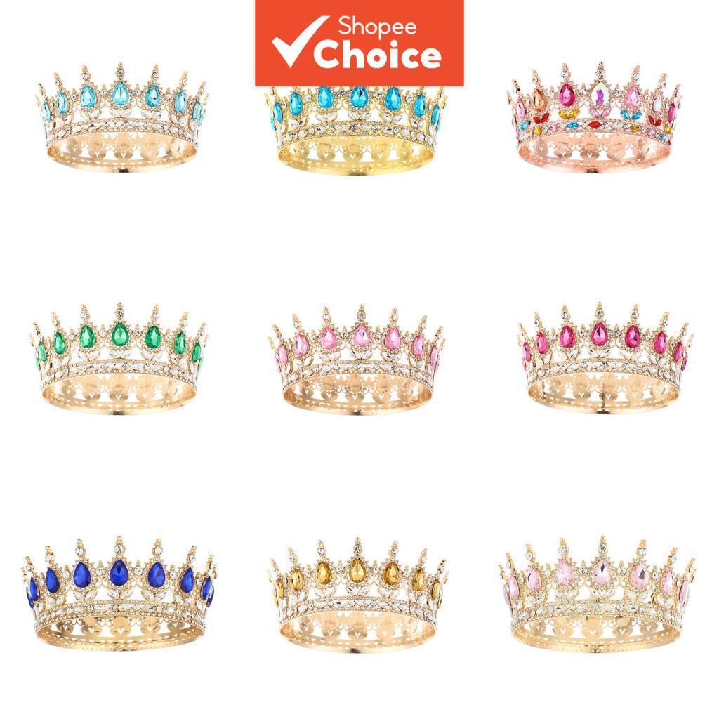 เจ้าสาว Rhinestone Crown Headpiece Retro Alloy งานแต่งงาน Tiara เครื่องประดับผม