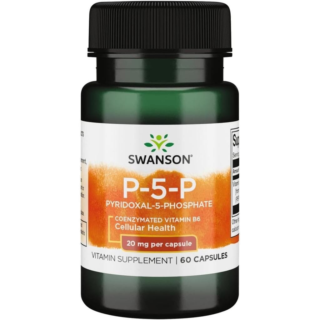 Swanson P-5-P (Pyridoxal-5-Phospaste) Coenzymated Vitaminb-6 20 มิลลิกรัม 60 แคปซูล (1 แพ็ค) | Coenz
