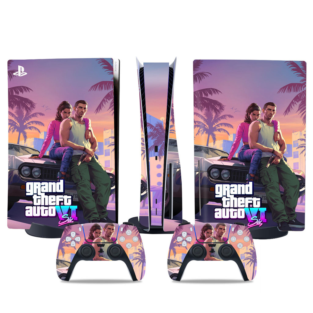 GTA 6 Vice City ไวนิลผิวสติกเกอร์สําหรับ PS5 & PS5 Slim/Pro คอนโซล 2 ชิ้น Controller Gamepad สติกเกอ