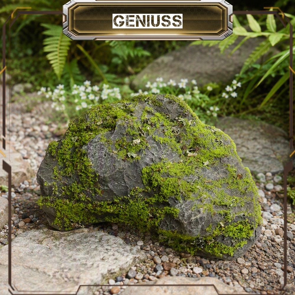 [geniuss.th] Landscape Stone Decor Faux Moss Covered ประดิษฐ์กลางแจ้ง Boulder PU Foam