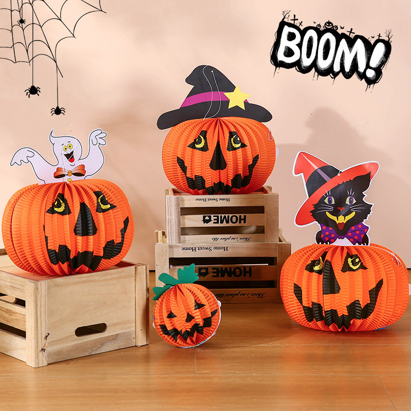 โคมกระดาษรังผึ้ง Halloween ฟักทอง แมวดำ แมงมุม แม่มด ของตกแต่งปาร์ตี้ ฮาโลวีน แต่งบ้าน