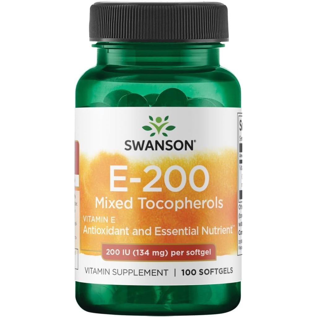 Swanson Vitamin E Mixed Tocopherols 200 IU (134 มก.), 100 ซอฟท์เจล
