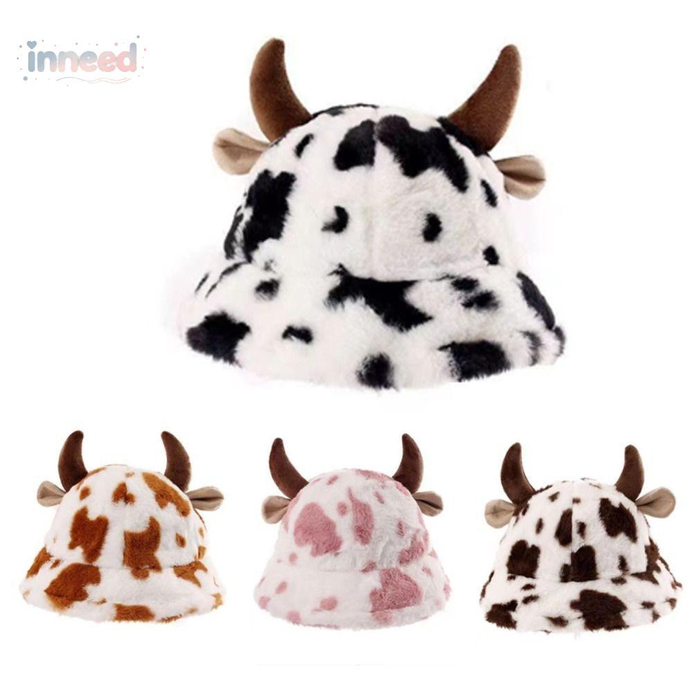 INNEED Fluffy Warm Hat, Keep Warm Hip Hop Fuzzy Bucket Hat, แฟชั่น Faux Fur Casual หมวกสําหรับชายหญิ