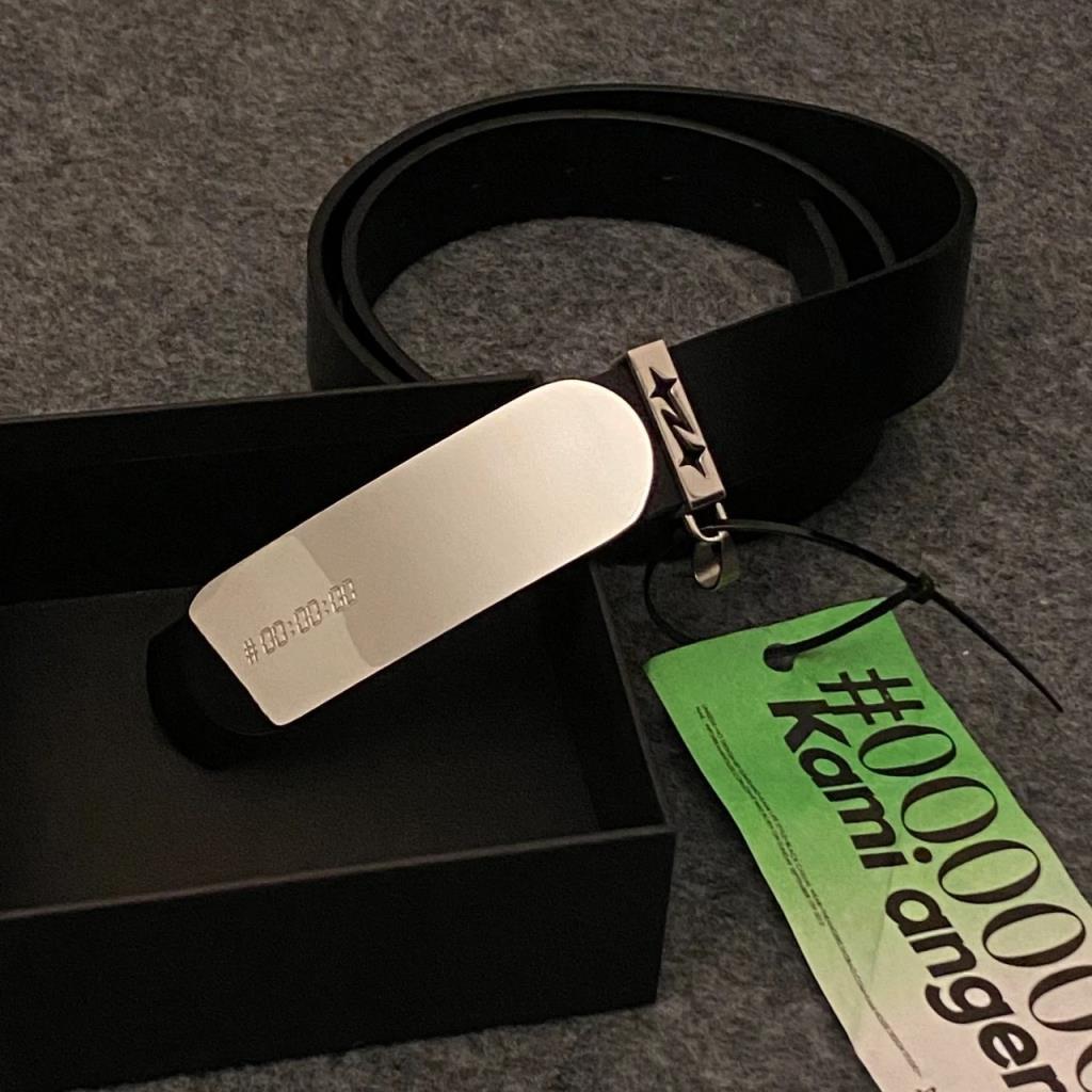 Ami anger X sidereal Co-Branded Mirror Steel Buckle Leather Belt Fashion Medium Pin Buckle Belt Male