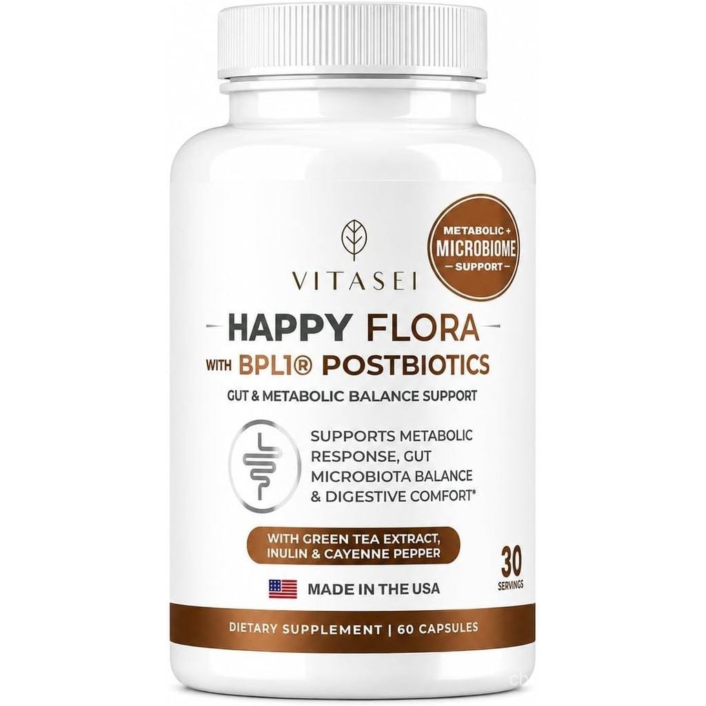 VITASEI Happy Flora BLP1 อาหารเสริม Postbiotic – Gut Balance 60 แคปซูล
