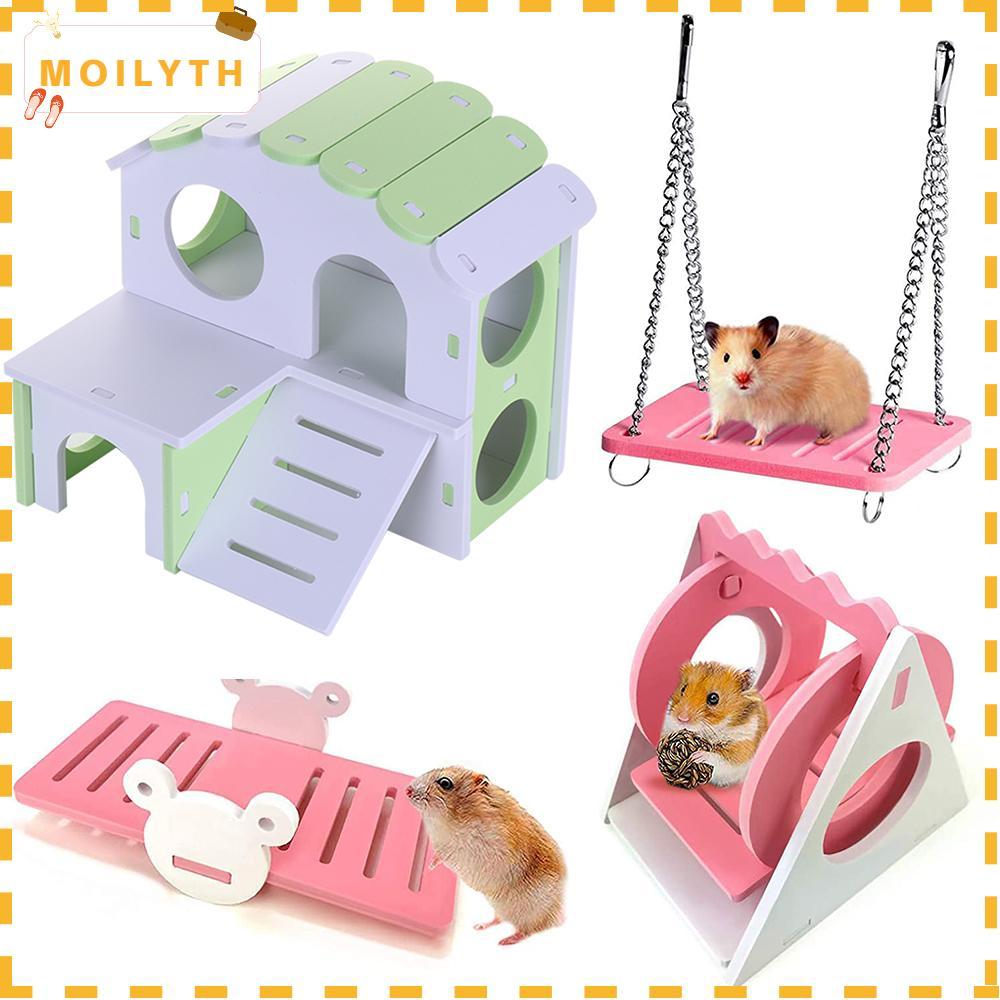 MOILYTH Hamster House Hamster Seesaw ของเล่นสัตว์เล็กออกกําลังกายไม้