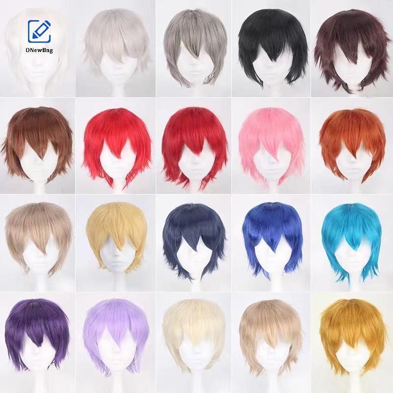 ใหม่สากลสังเคราะห์ที่มีสีสันสั้นธรรมชาติคอสเพลย์วิกผมผู้ชายผมพรรคทรงผมต่อผม Bng