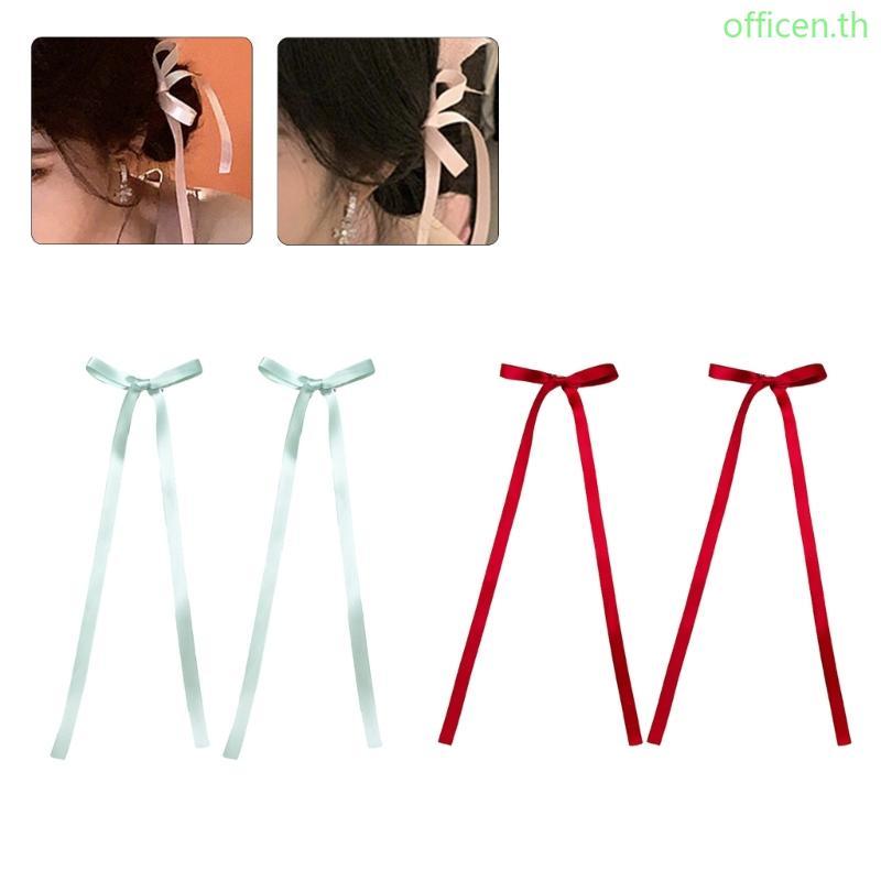 Cen Girls Flat Clips Hairpin 2000s Style Ribbon Balletcore สําหรับผู้หญิงสาว Bunches
