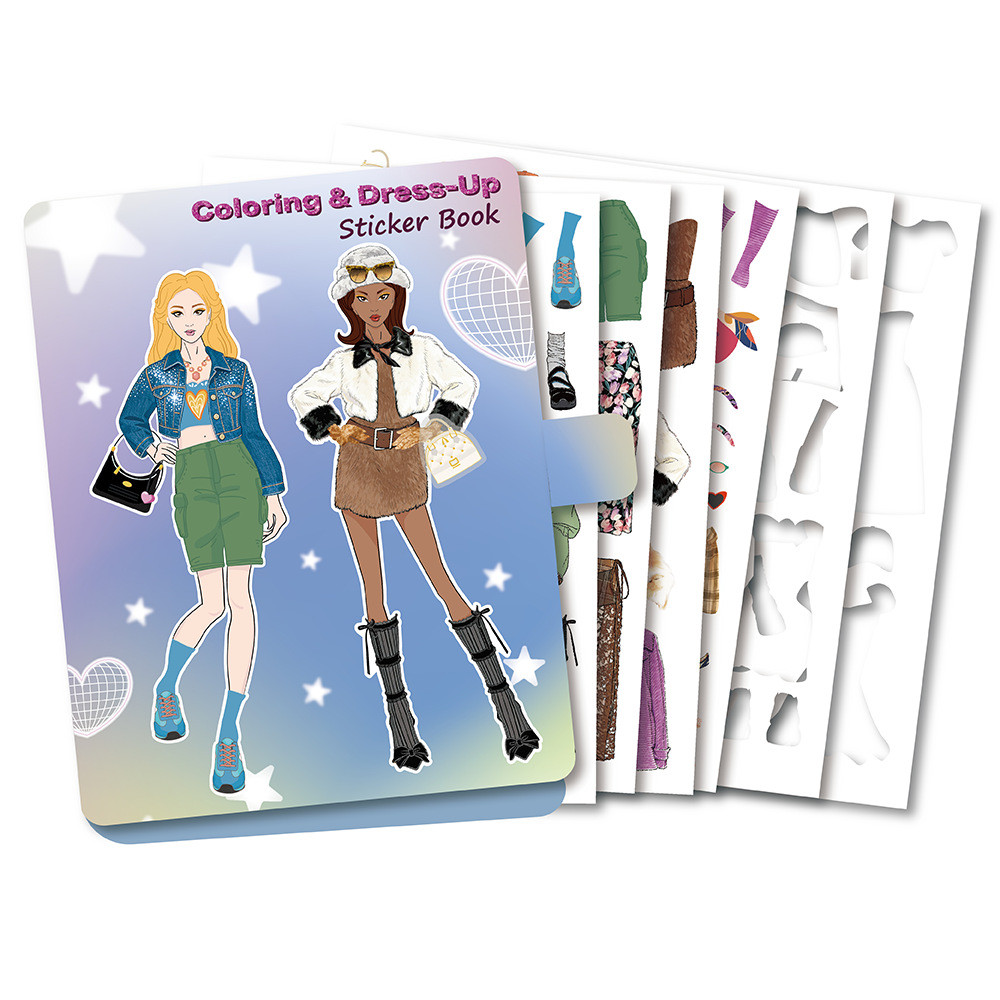 Kids Daily Fashion Dress Up Sticker & Coloring Activity Set 8CMK