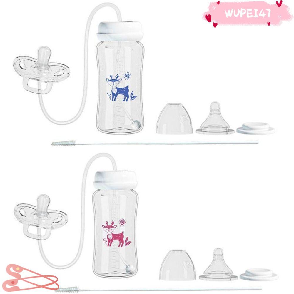 WUPEI47XW ขวดเก็บน้ํานม, แปรงฟาง ขวดนมคอกว้างแฮนด์ฟรี, Creative Gravity Ball 3-in-1 300ML ขวดนมสําหร