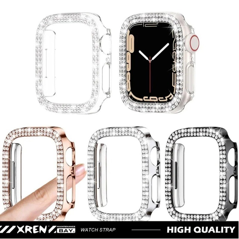 2026 ใหม่Shiny Rhinestone Case & Band สําหรับ Apple Watch Series 7, 8, 9, 10 (38/40/41/42/44/45/46/4