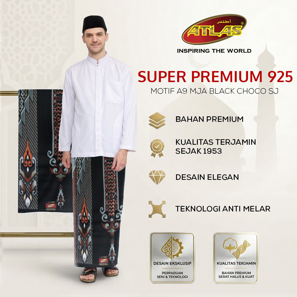 ATLAS Super Premium 925 A9 MJA SJ ผ้าซิ่นช็อคโกแลตสีดํา