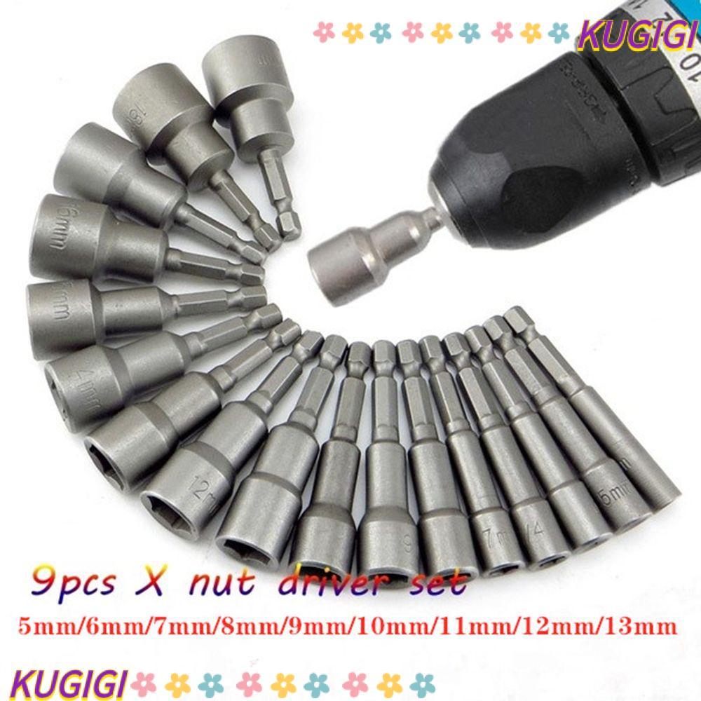 KUGIGI 9 ชิ้น/เซ็ต Hex SocketS Sleeve Driver Socket Bits Schroevendraaier ชุด Bits ชุดไขควง