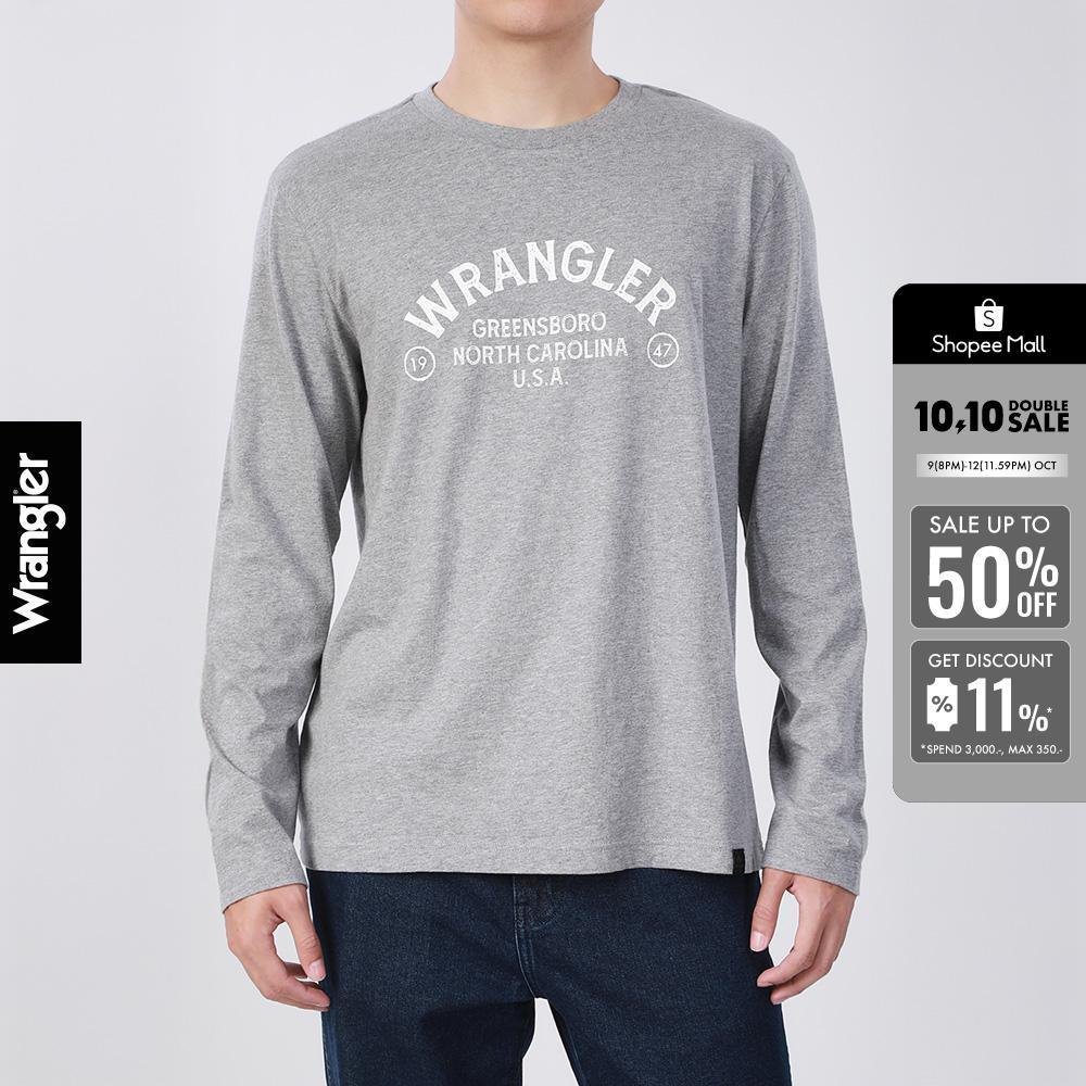 WRANGLER تيشيرت رجالي بأكمام طويلة — رمادي — صورة 2