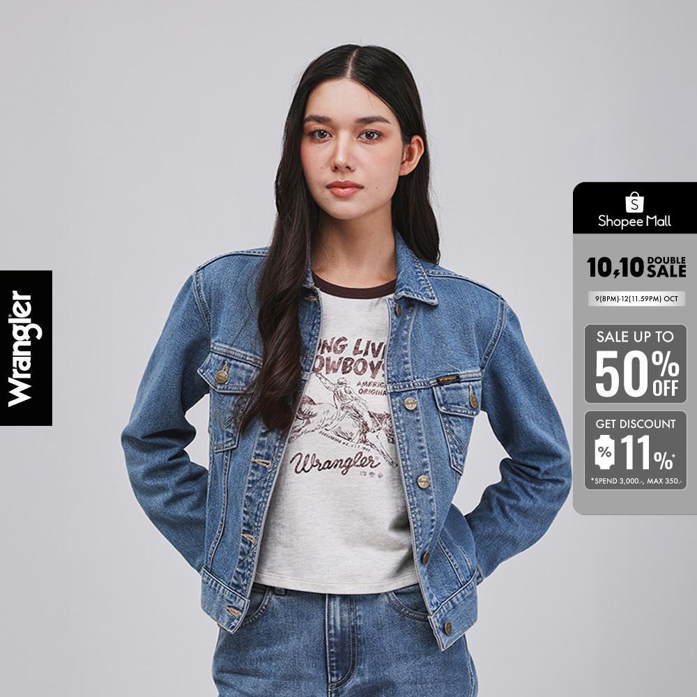 WRANGLER เสื้อแจ็กเก็ตผู้หญิง คอลเลคชั่น Beyond Denim รุ่น WR F126WJKTN15 - สียีนส์อ่อน
