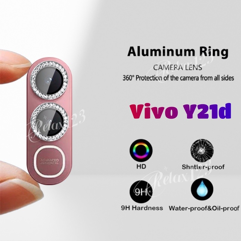 สําหรับ Vivo Y21d 5G 2025 Max HD Glitter เพชรโลหะแหวนกล้องกระจกเลนส์สําหรับ VIVO Y21D VivoY21d Vivo y21d Y 21 d Y21D 21Y 4G 5G 2025 เลนส์กระจกป้องกัน