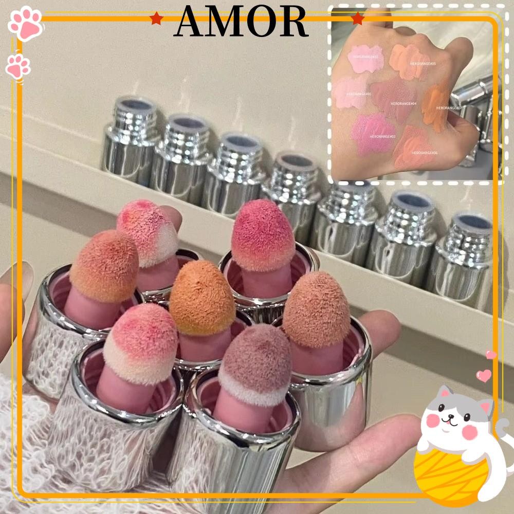 AMOR Blush Lotion, หัวฟองน้ํา Long Lasting Liquid Blush, มัลติฟังก์ชั่น Moisturizing Liquid Highligh