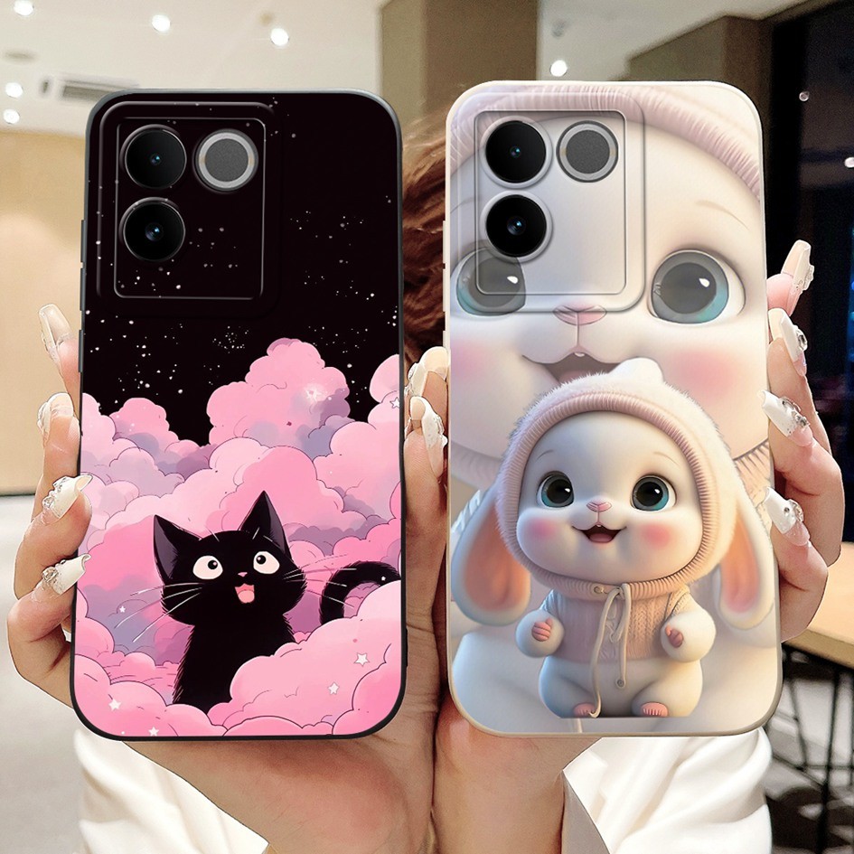 สําหรับ Vivo S17e V2285A กรณีใหม่น่ารักกระต่ายมงกุฎแมวซิลิโคนเลนส์ฝาครอบป้องกันสําหรับ Vivo T2 Pro i