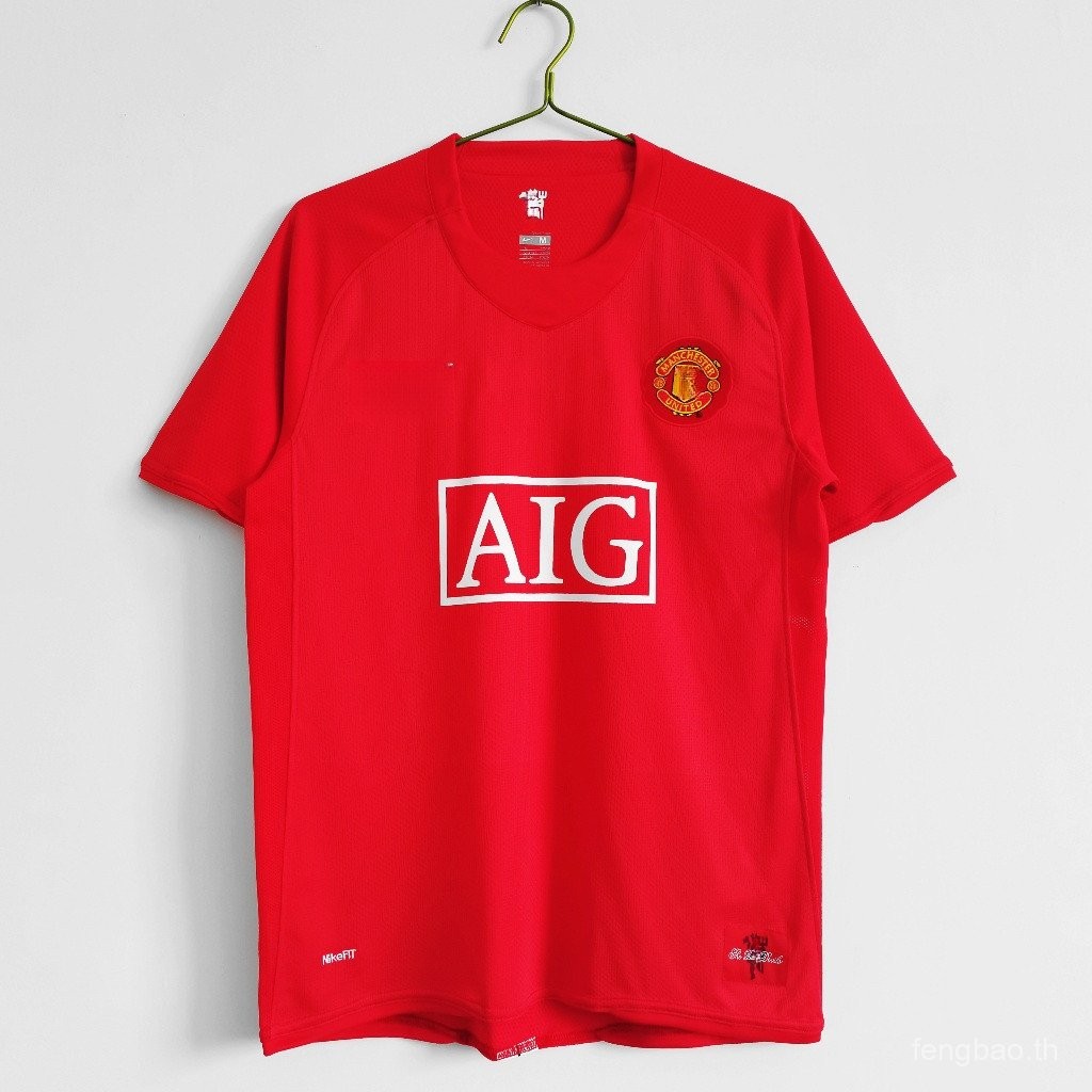 เสื้อทีมฟุตบอล Retro MU Home & Away ปี 2007-2008 แบบกำหนดเอง Ronaldo Rooney พร้อมพิมพ์ชื่อ