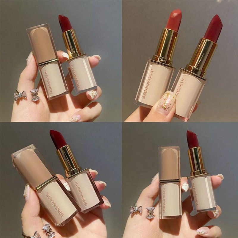 Daily Goodies#HERORANGE Crystal Square Tube Lipstick Student Party Affordable Matte Finish Bare-face