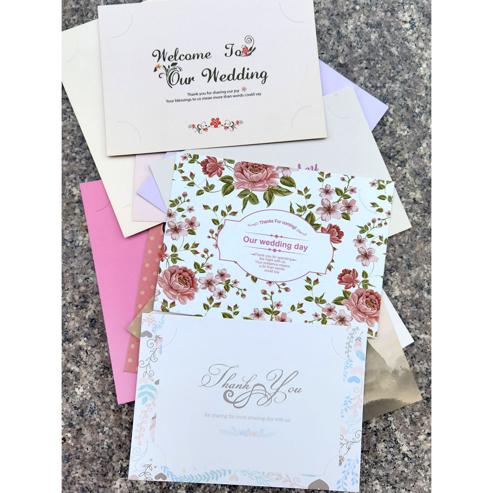 ♂Elegant and Fresh Thank Single You Wedding Day Evening Party 4R6 "การ์ดซองจดหมายภาพขอบคุณการ์ดสองด้