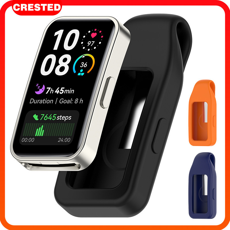 กรณีคลิปซิลิโคนเปลี่ยน for Smartwatch Huawei Band 10 9 8 NFC สะดวกสบายคลิปกีฬายางป้องกันเชลล์ครอบคลุมตะขอ