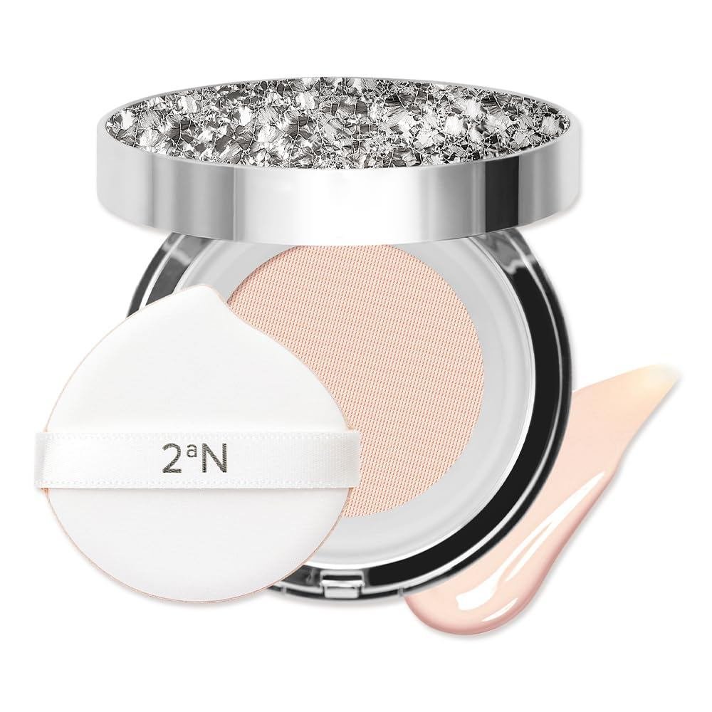 2aN Gleaming Tension Cushion Foundation Pact 0.45 oz, Korean Cushion Foundation Makeup, Lightweight 