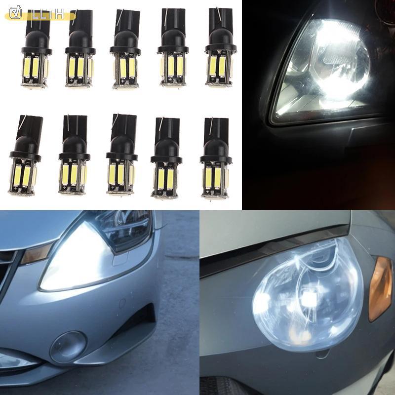 LLTH 2/4/10 ชิ้น W5W T10 COB 10LED 7020 Auto At Night LED Wedge เปลี่ยนย้อนกลับเครื่องมือแผงโคมไฟป้า