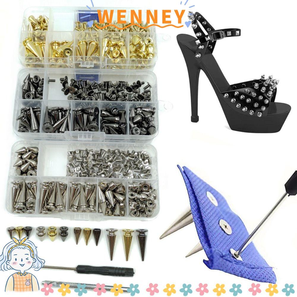 WEY 80 ชุด Punk Rivet, เครื่องมือทองเงินสีดําเสื้อผ้า Spikes ชุด, คุณภาพสูงผสมขนาดสร้อยข้อมือสร้อยคอ