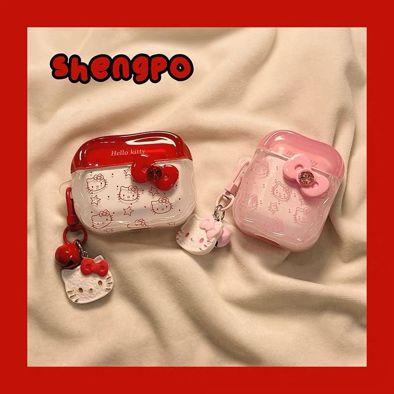 น่ารัก Hello Kitty AirPods Pro3 เคสหูฟังบลูทูธ AirPods 1/2/3/4 หูฟังฝาครอบป้องกัน