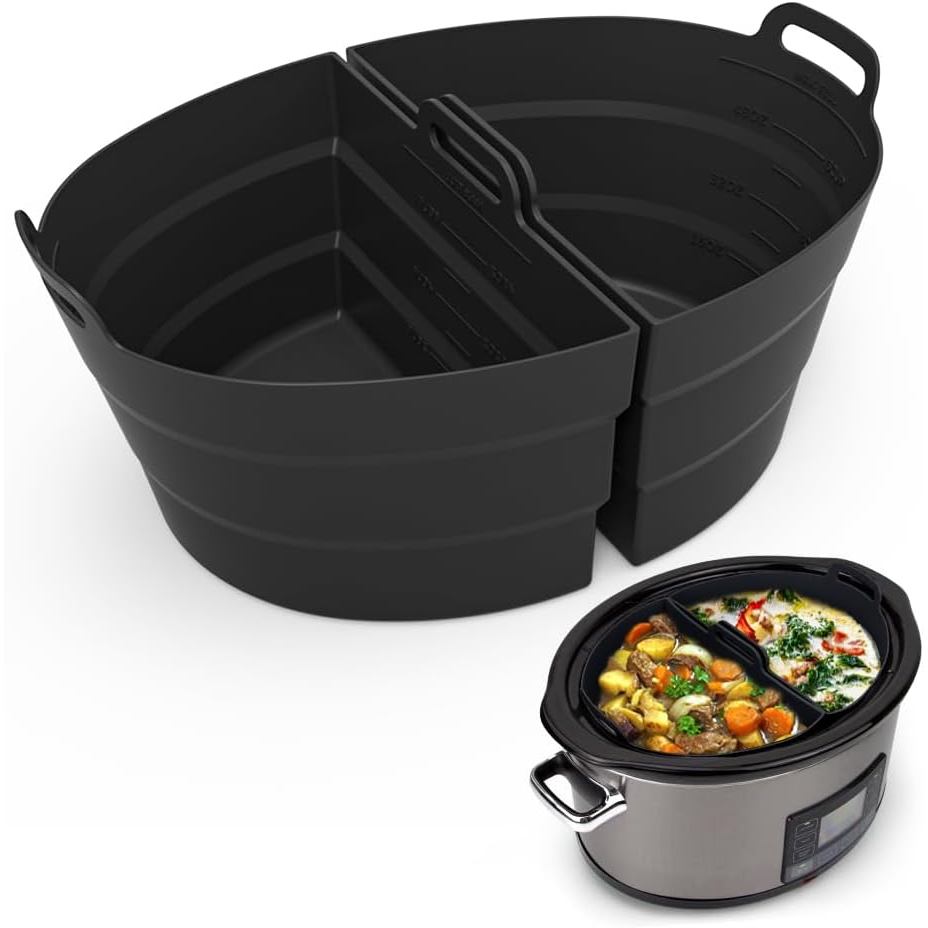 ChefAid Slow Cooker Divider Liners พร้อมที่จับ,ซิลิโคน 100% Reusable Slow Cookers ใช้งานร่วมกับ 6-8 