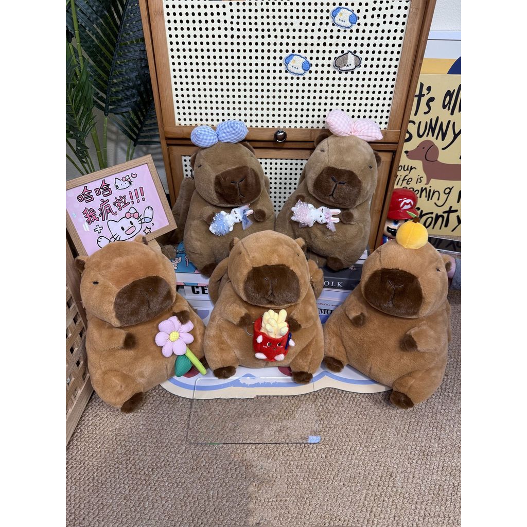 Burger French Fries Capybara กระเป๋าเป้สะพายหลังการ์ตูนน่ารักกระเป๋า 2025 ตุ๊กตาที่ไม่ซ้ํากัน Kapiba