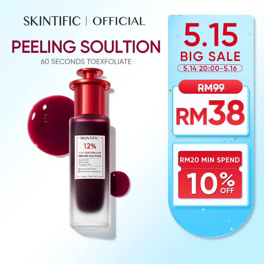 SKINTIFIC 12%AHA BHA PHA Peeling Solution Serum Whitening Brightening for Dark Spot Acne-Pron (30ml)