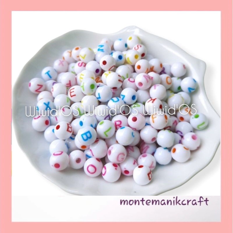 BEADS (100 ชิ้น) 8 มม. ROUND LETTER BEADS MONTANIK CRAFT