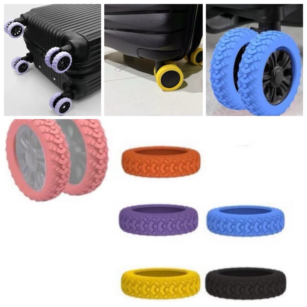 🎀 ยาง ล้อ กระเป๋าเดินทาง ซิลิโคน ยางหุ้มล้อ กระเป๋าลาก ปลอกยาง ชุด 8 ชิ้น ป้องกันล้อ เสียงเงียบ รุ่นอัพเกรด 🎀