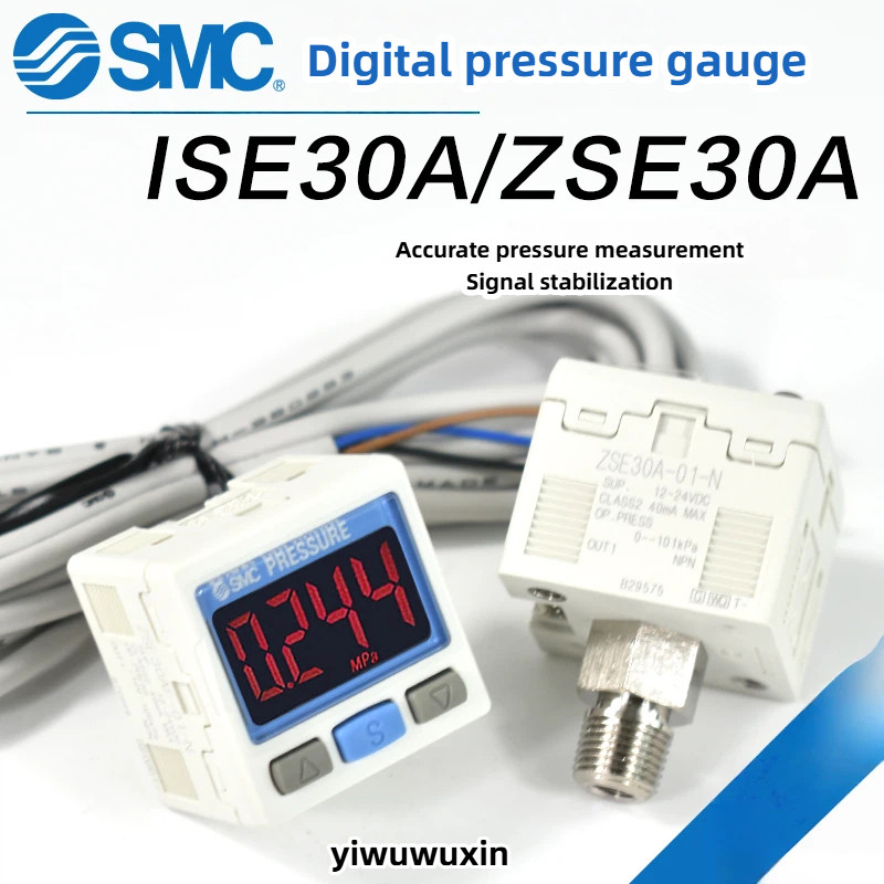 SMC จอแสดงผลดิจิตอลสวิตช์ความดัน ISE30A-01-NL เครื่องวัดความดันลบสูญญากาศ ZSE30AF-01-N/P/C/D-ML