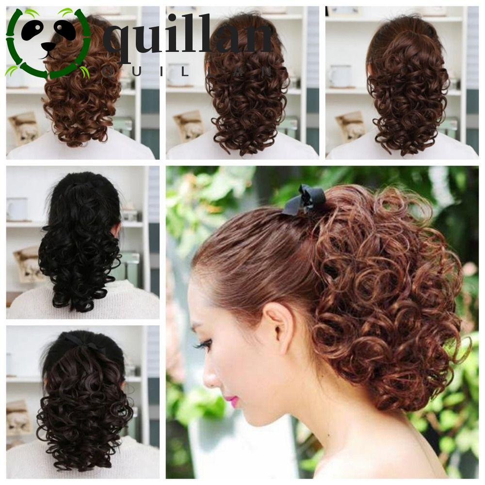 QUILLAN หางม้าหยิกสั้น สังเคราะห์ สำหรับเสริมลุคผม เหมาะสำหรับสวมใส่ในทุกวันและโอกาสพิเศษ