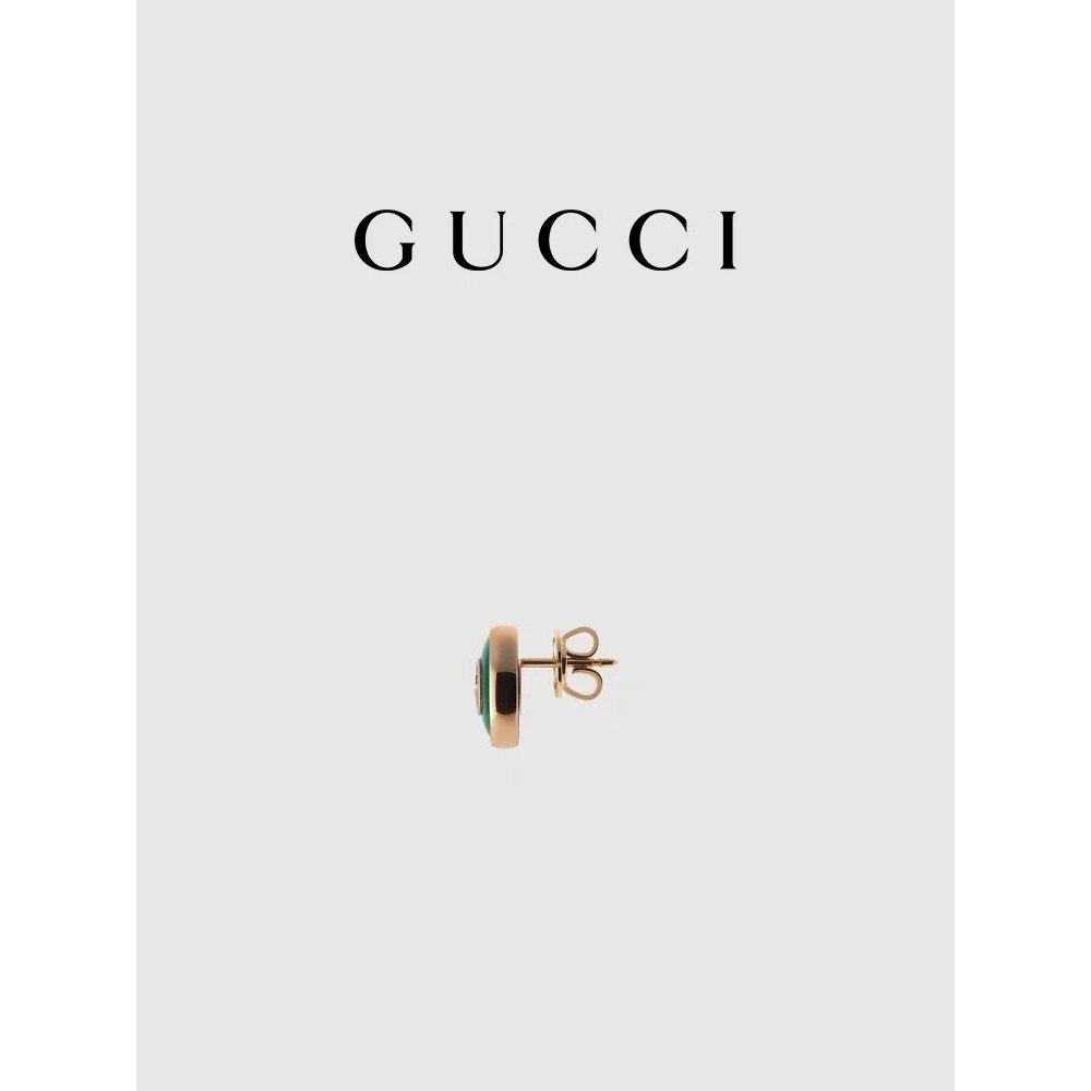 GUCCI GUCCI GUCCI lnterlocking Series ต่างหูทอง 18K 925 เงินต่างหูแฟนหญิง