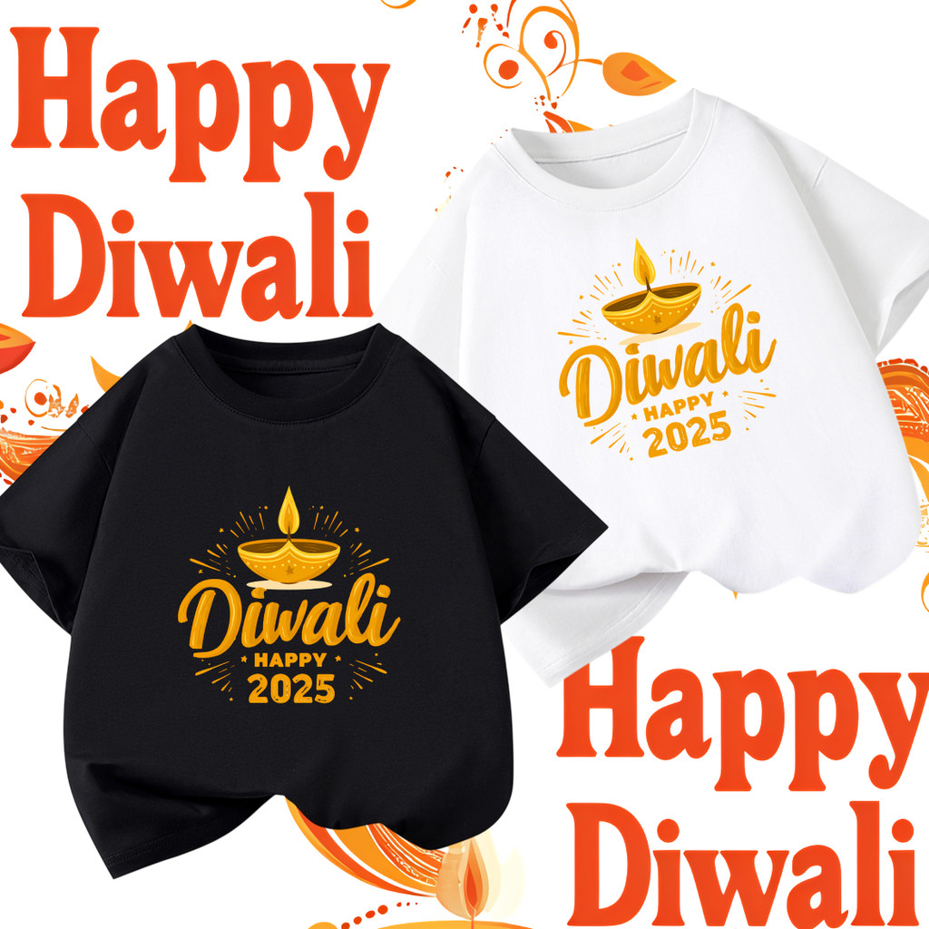 Grand Diwali เสื้อยืด Happy Diwali Festival of Lights เสื้อยืดลําลองแฟชั่น 100% cotton สำหรับผู้ชายแ