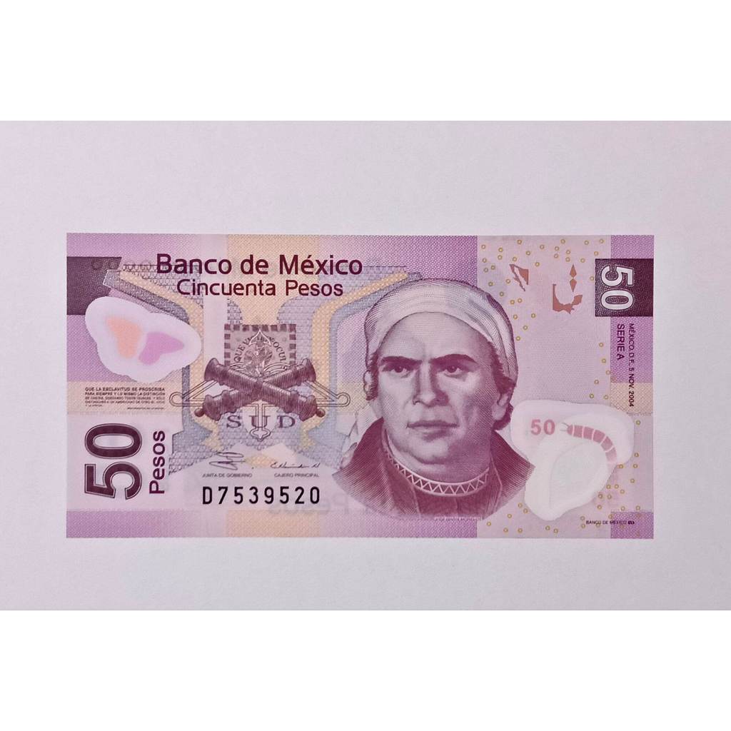 Mexico 50 Pesos Polymer 2004-204 ปี UNCIRCULATED Random Number