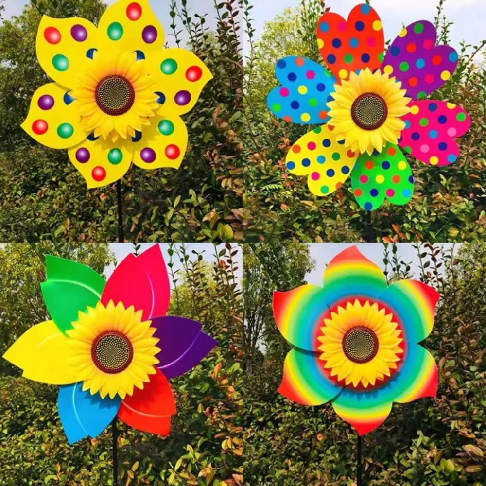 ACECINAR หมุนดอกทานตะวัน, PVC Multistyles Sunflower Windmill, เส้นผ่านศูนย์กลาง 36 ซม.สวน Yard Wind Spinner ปาร์ตี้กลางแจ้ง Picnic Decor - รูปที่ 5