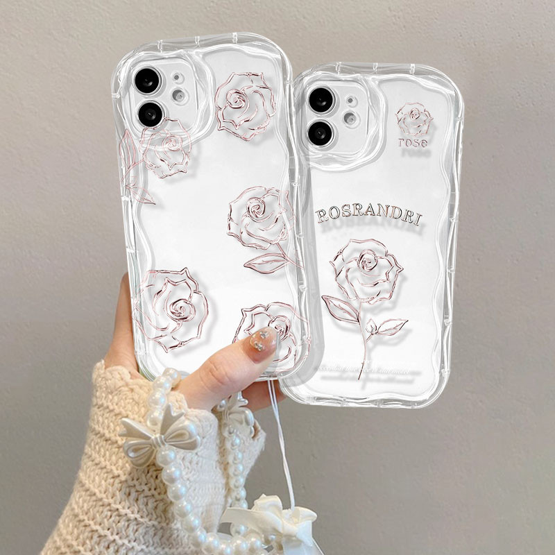 โปร่งใส Rose สร้อยข้อมือ Soft สําหรับ OPPO RENO 4 PRO 5 5K 6 6Z 7 8 PRO + 8T F21 PRO Realme 10 11x 1