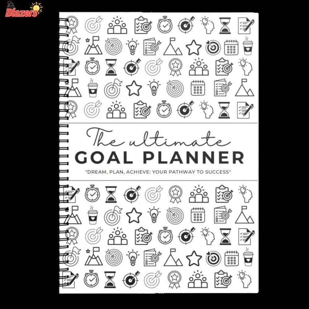 BLAZERS Goal Planner Notebook, Undated Creative Goal Progress Tracker, กระดาษข้นแบบพกพาสมุดบันทึก No
