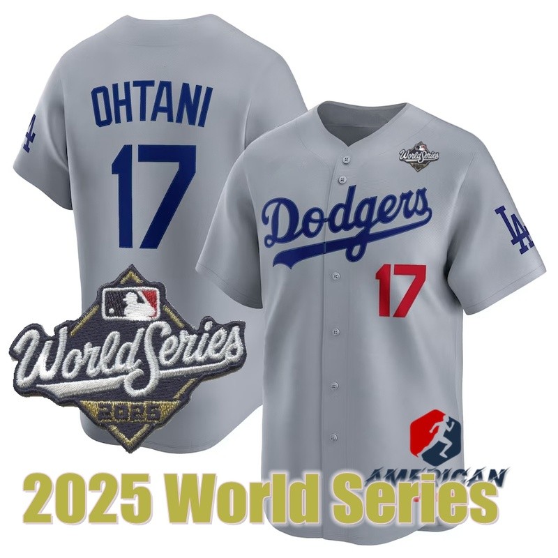 Mens Los Angeles Dodgers 2025 World Series Jersey Shohei Ohtani Grey Baseball Jersey
