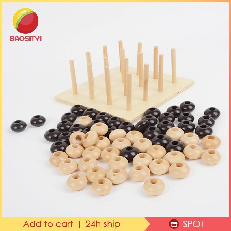 [Baosity1] Four in A Row Board Games 3D Wood Portable Family Board Games 4 in A Row Game Set for Adu